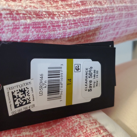 Karl Lagerfeld Pink and White Tweed cropped Blazer Size 14. New with tags - Picture 6 of 10